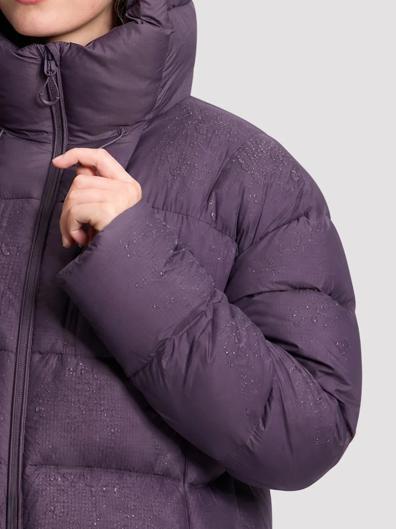 Women's Loose-Fit Cropped Color-Block Down Jacket