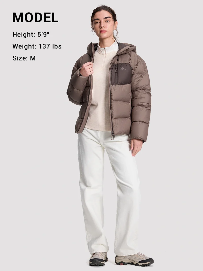 Women's Loose-Fit Cropped Color-Block Down Jacket