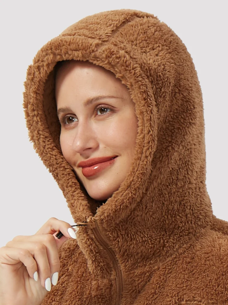 Women's Hooded Coral Fleece Jacket