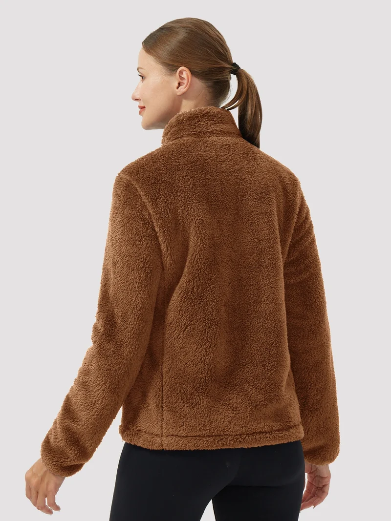 Women's Stand-Collar Coral Fleece Jacket