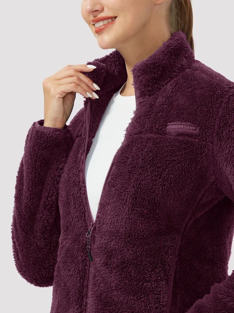 Women's Stand-Collar Coral Fleece Jacket