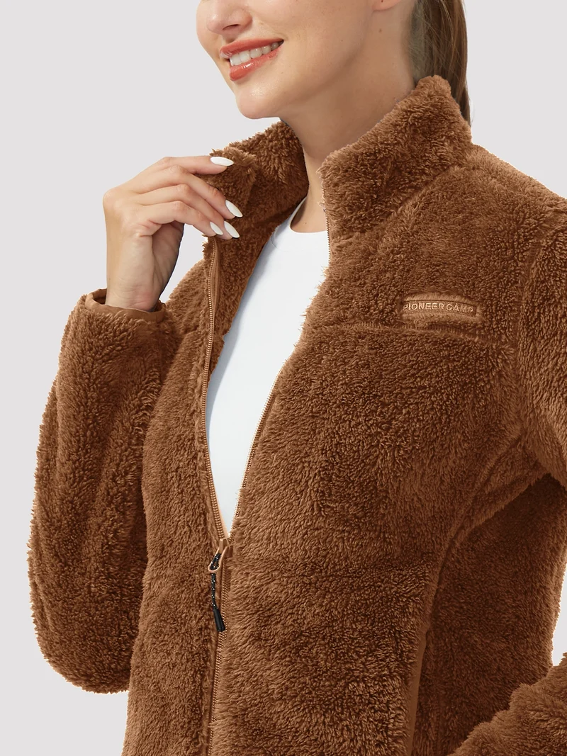 Women's Stand-Collar Coral Fleece Jacket