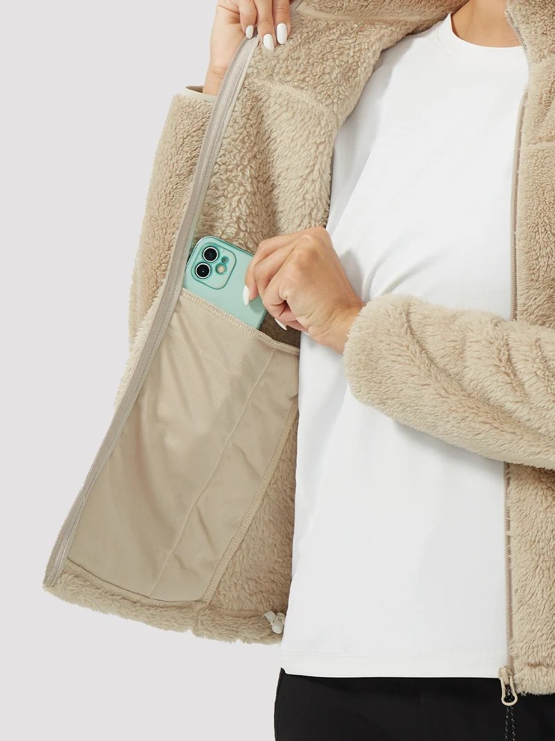 Women's Stand-Collar Coral Fleece Jacket