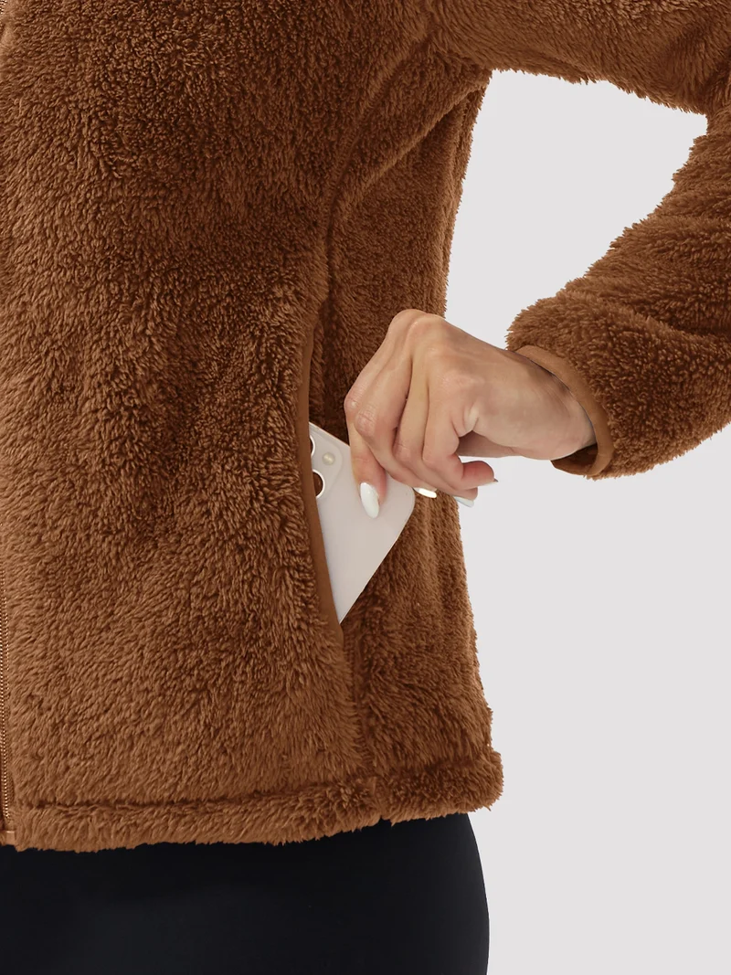 Women's Stand-Collar Coral Fleece Jacket