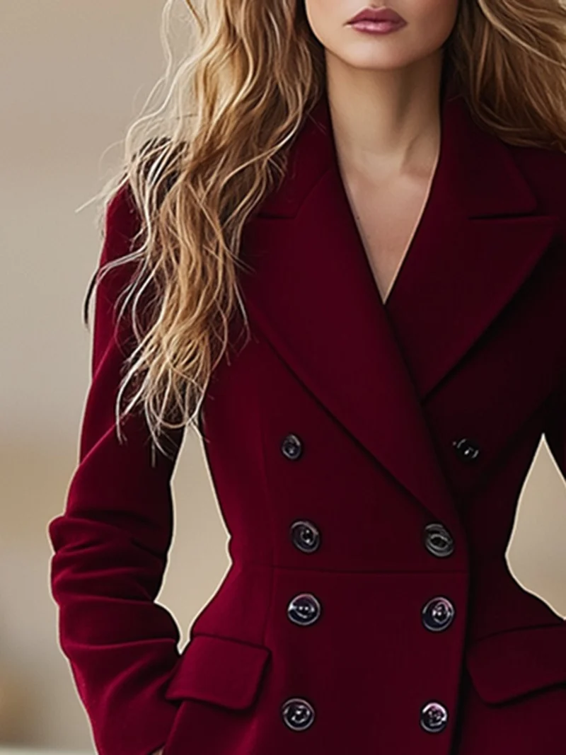 Leni | Damen Elegante lange Jacke mit Reverskragen