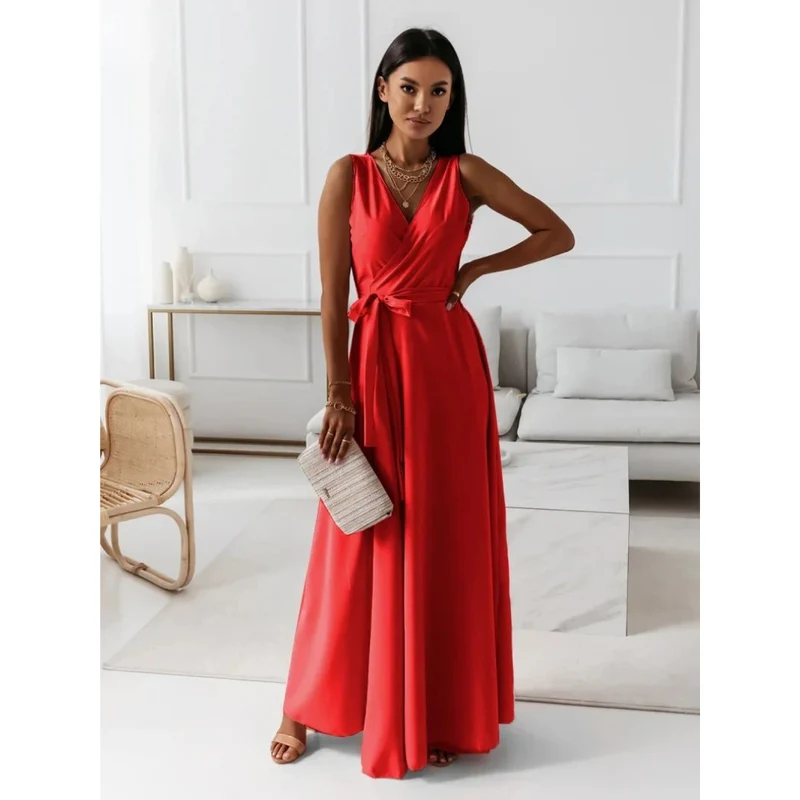 Elena | Damen Herbst Wickel Maxikleid für Hochzeitsgäste