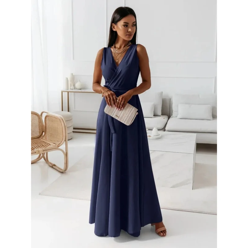 Elena | Damen Herbst Wickel Maxikleid für Hochzeitsgäste