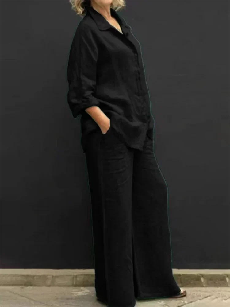 Isabella | Klassisches Damen Leinen Set mit Bluse und Hose
