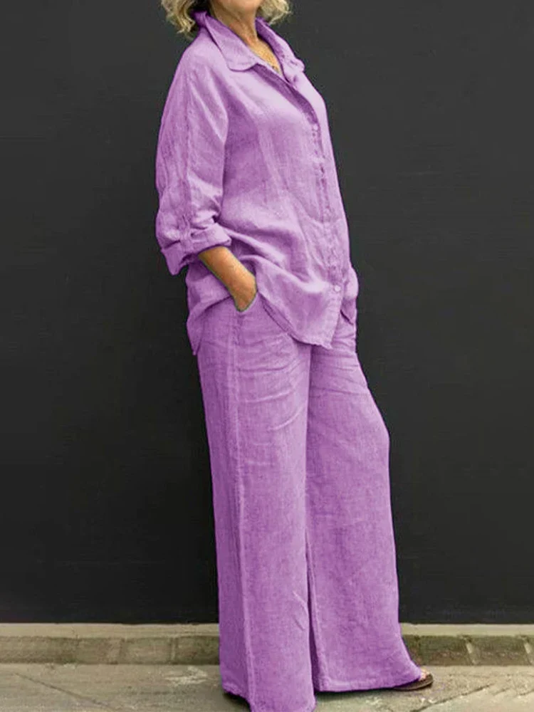 Isabella | Klassisches Damen Leinen Set mit Bluse und Hose