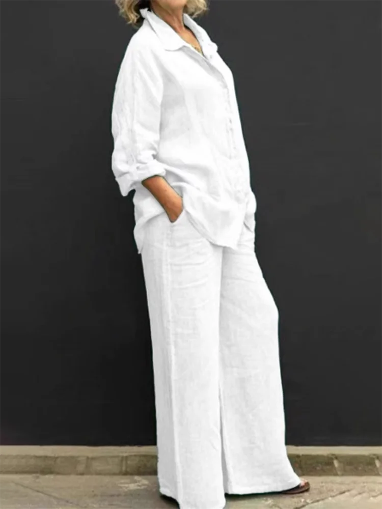 Isabella | Klassisches Damen Leinen Set mit Bluse und Hose