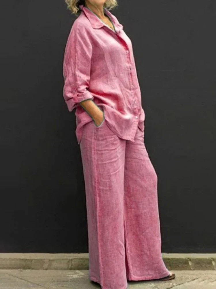 Isabella | Klassisches Damen Leinen Set mit Bluse und Hose