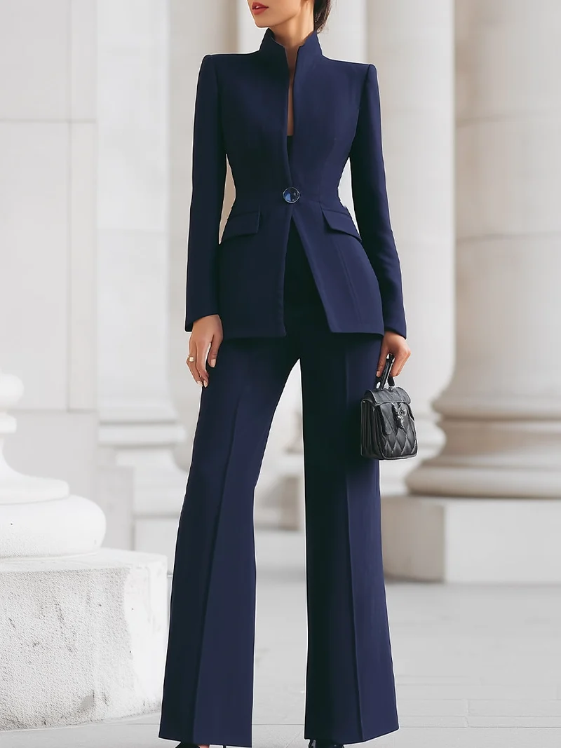 Sophie | Damen Strukturierter Blazer und Weitbein Set