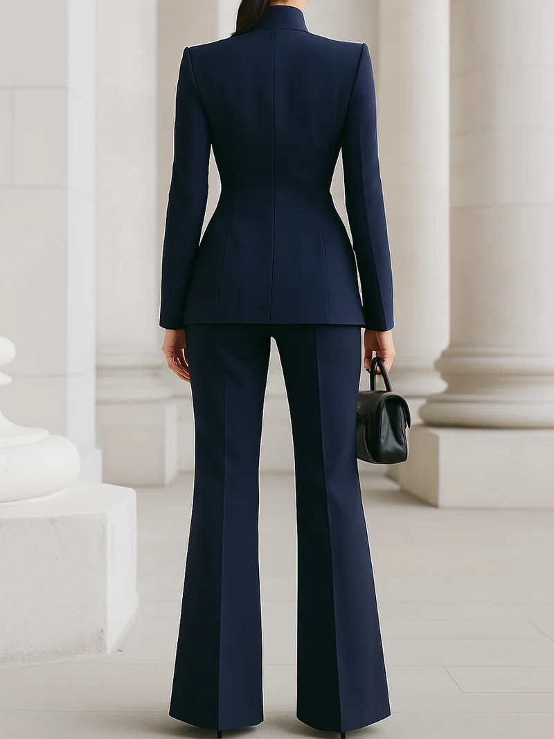 Sophie | Damen Strukturierter Blazer und Weitbein Set