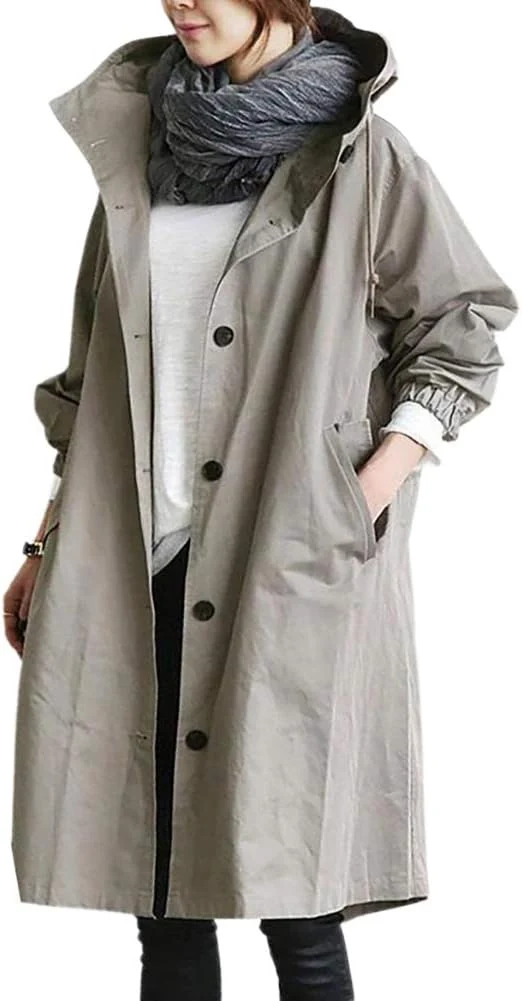 Ella | Eleganter Langer Kapuzen-Trenchcoat für Damen