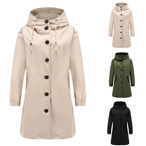 Ella | Eleganter Langer Kapuzen-Trenchcoat für Damen