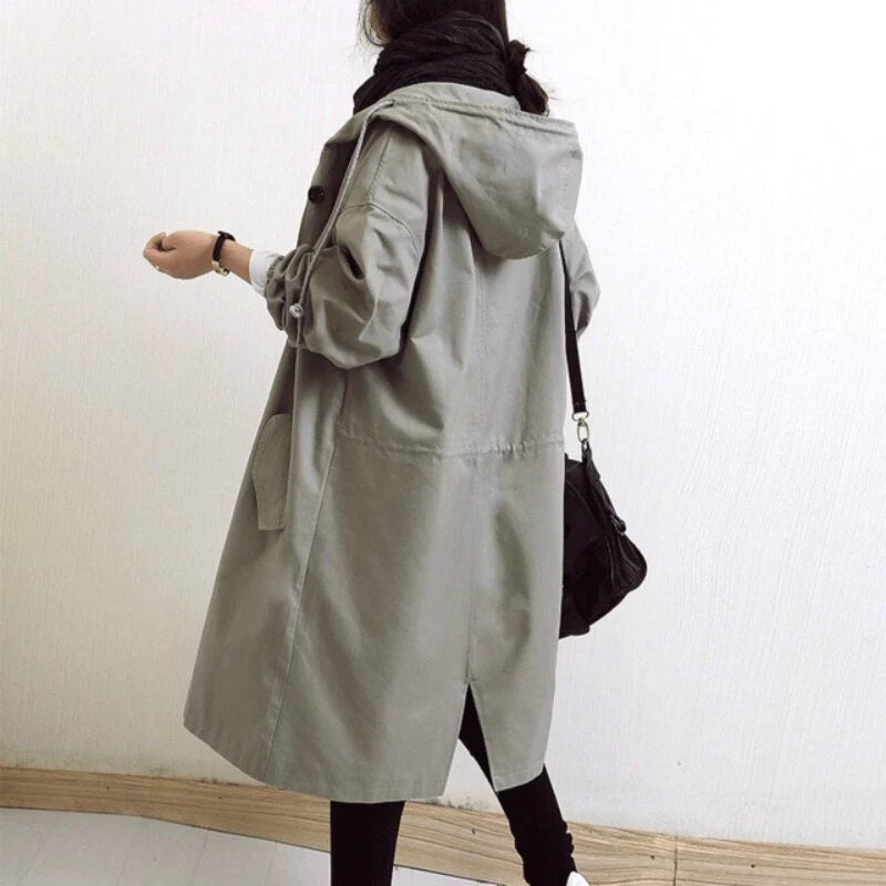 Ella | Eleganter Langer Kapuzen-Trenchcoat für Damen
