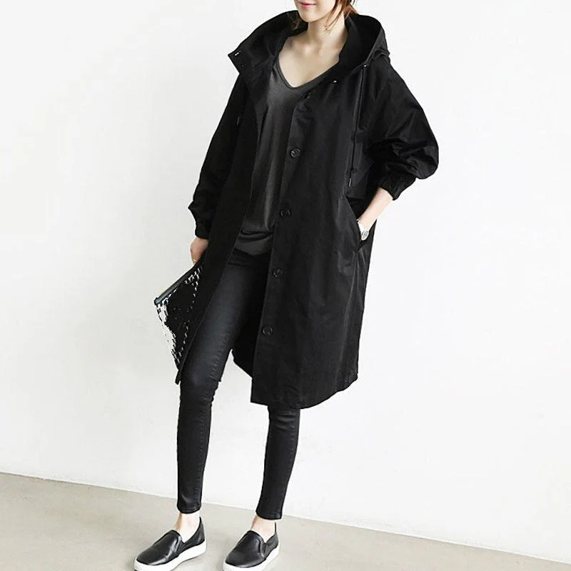Ella | Eleganter Langer Kapuzen-Trenchcoat für Damen