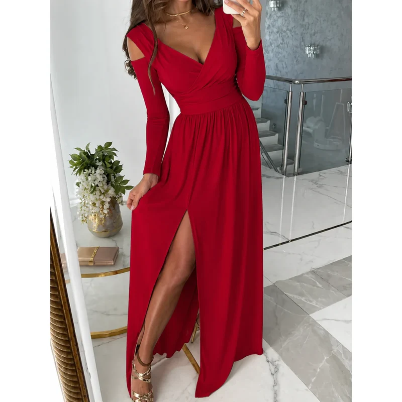 Lea | Damen Herbst Hochzeitsgastkleid in Maxi