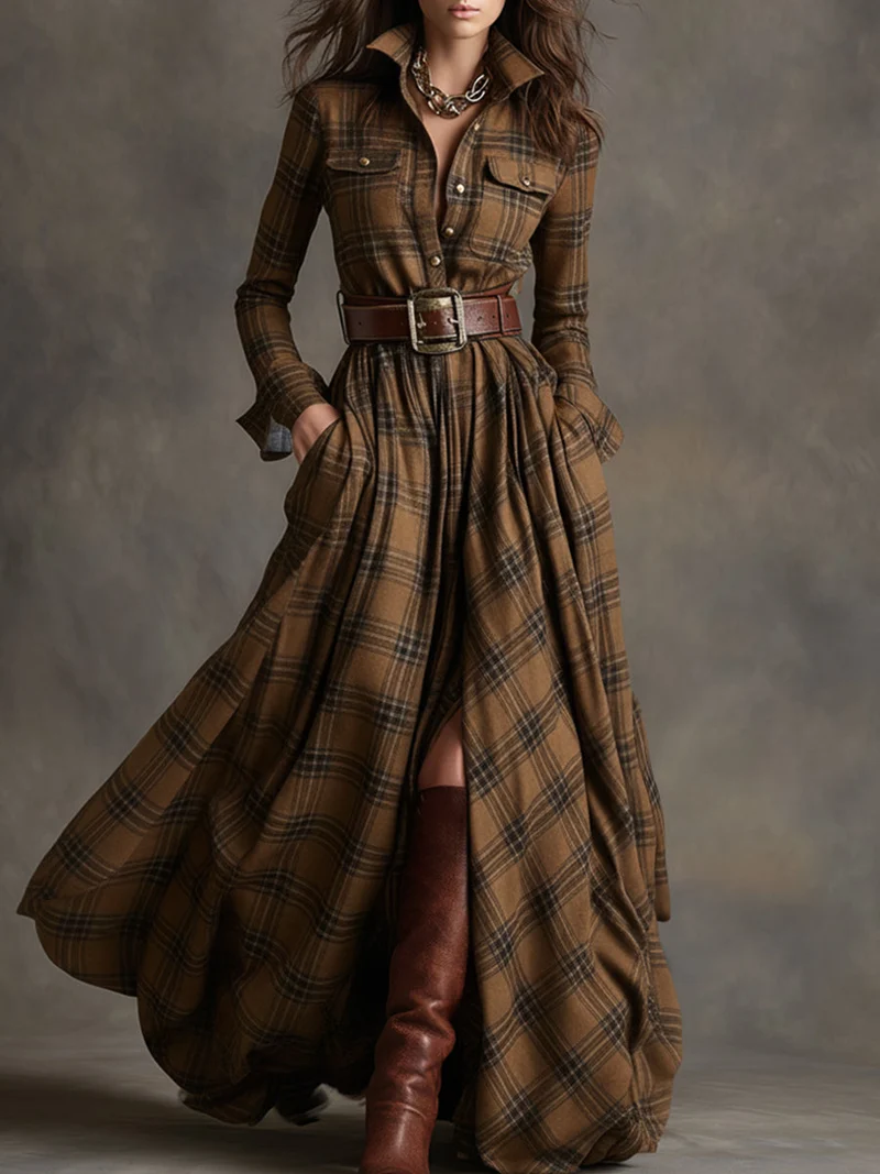 Elena | Klassisches Damen Abendkleid mit Karomuster