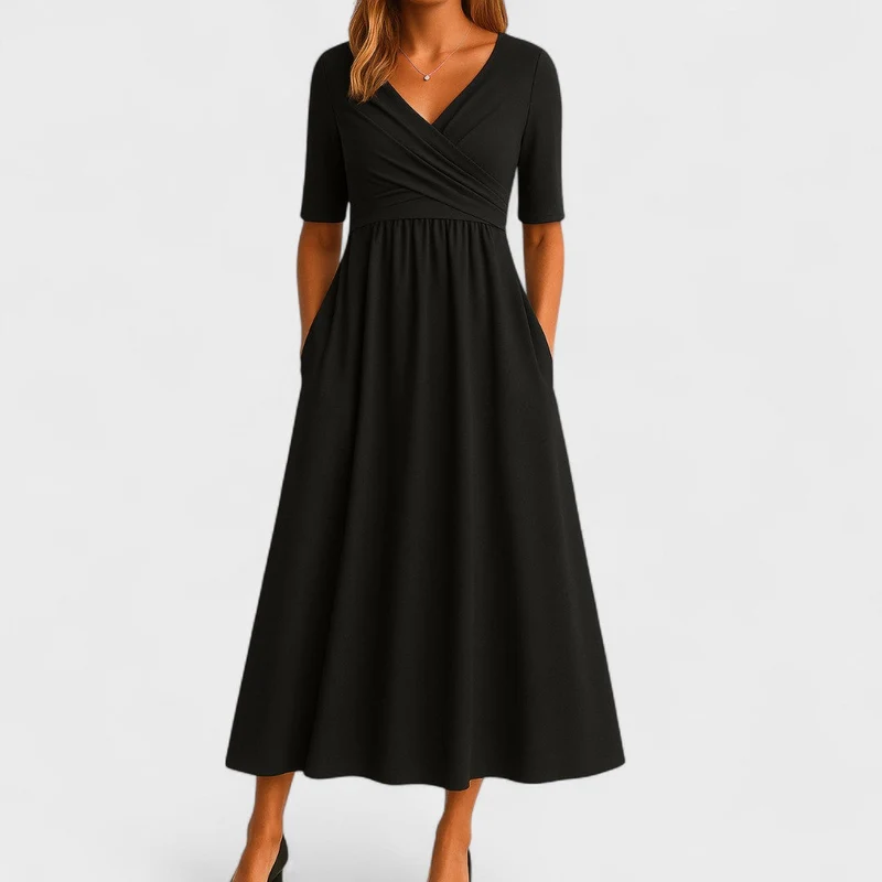 Antonia | Elegantes Wickelmidikleid für den Alltag