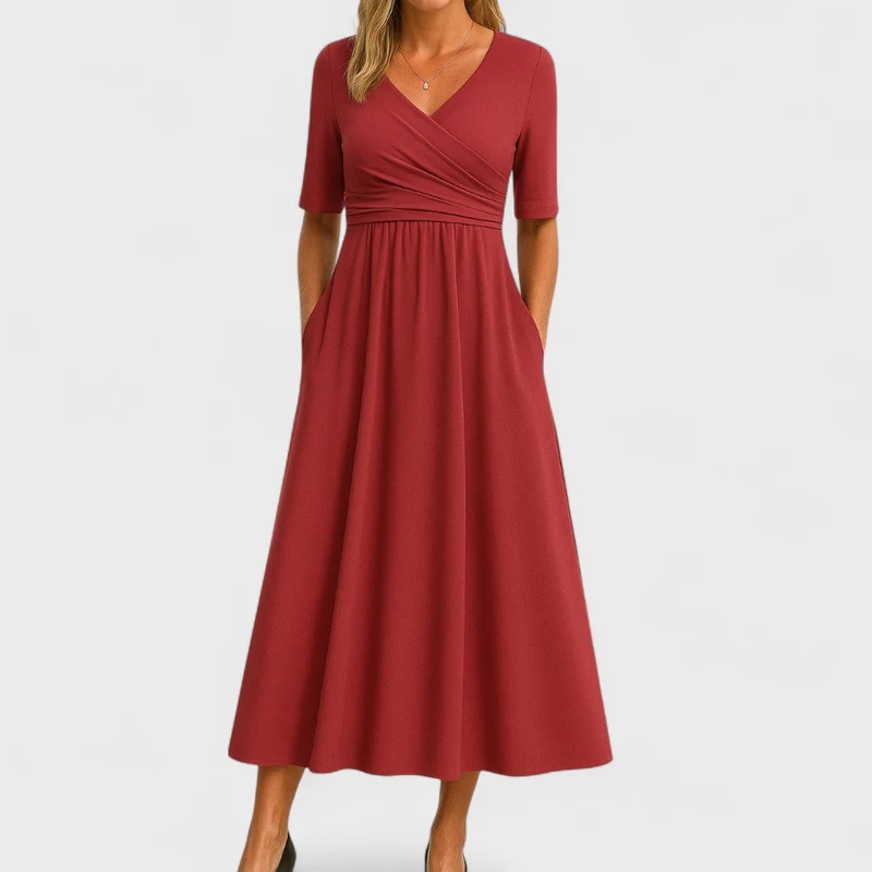 Antonia | Elegantes Wickelmidikleid für den Alltag