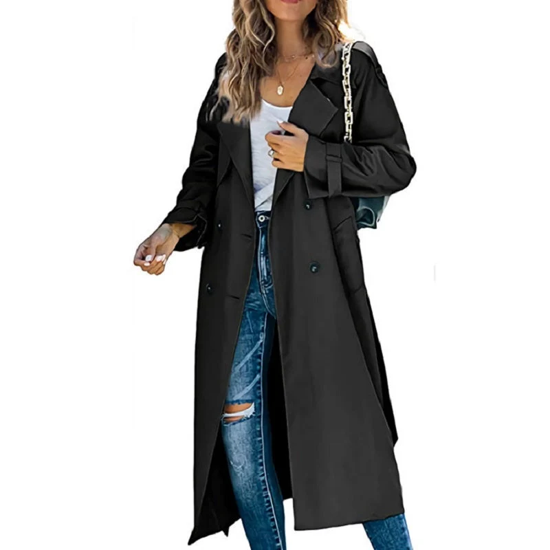 Sophie | Damen Eleganter Zeitloser Langer Trenchcoat