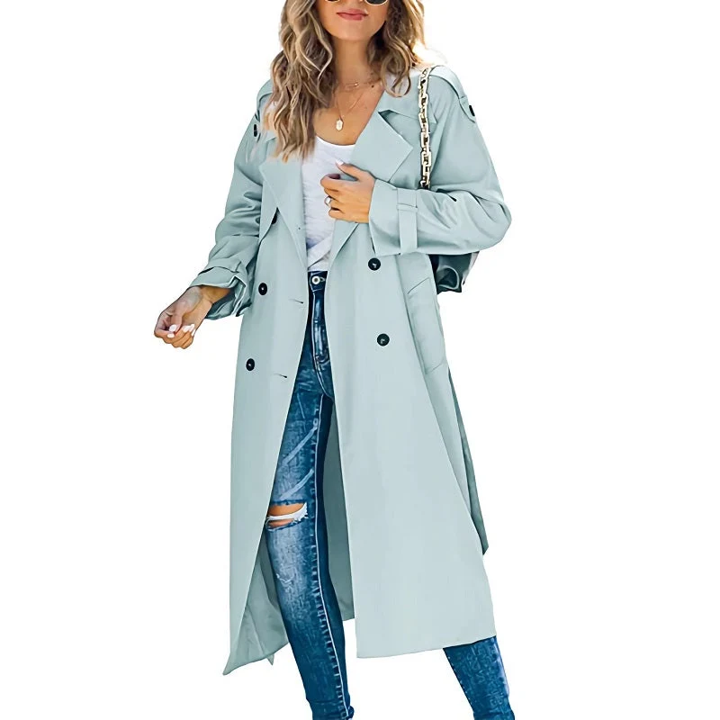 Sophie | Damen Eleganter Zeitloser Langer Trenchcoat