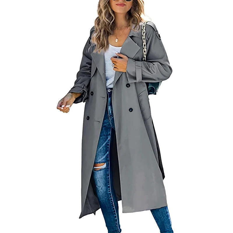 Sophie | Damen Eleganter Zeitloser Langer Trenchcoat