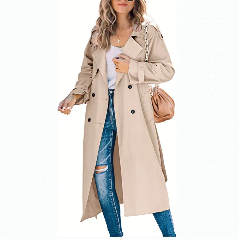 Sophie | Damen Eleganter Zeitloser Langer Trenchcoat