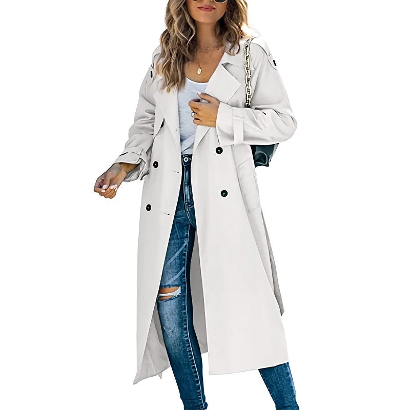 Sophie | Damen Eleganter Zeitloser Langer Trenchcoat