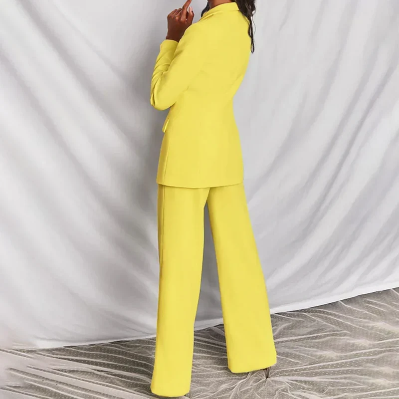 Antonia | Damen breitbeiniger Sommer-Hosenanzug-Set mit Longline-Blazer