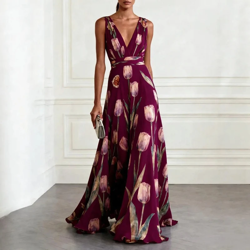 Nele | Damen Chiffon Abendkleid Maxi für Hochzeitsgäste