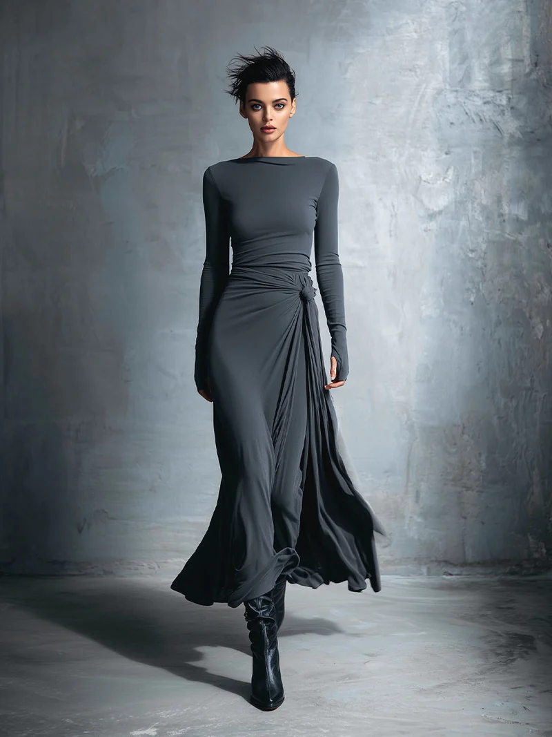 Theresa | Damen Wickel Maxikleid für Herbst Hochzeitsgäste
