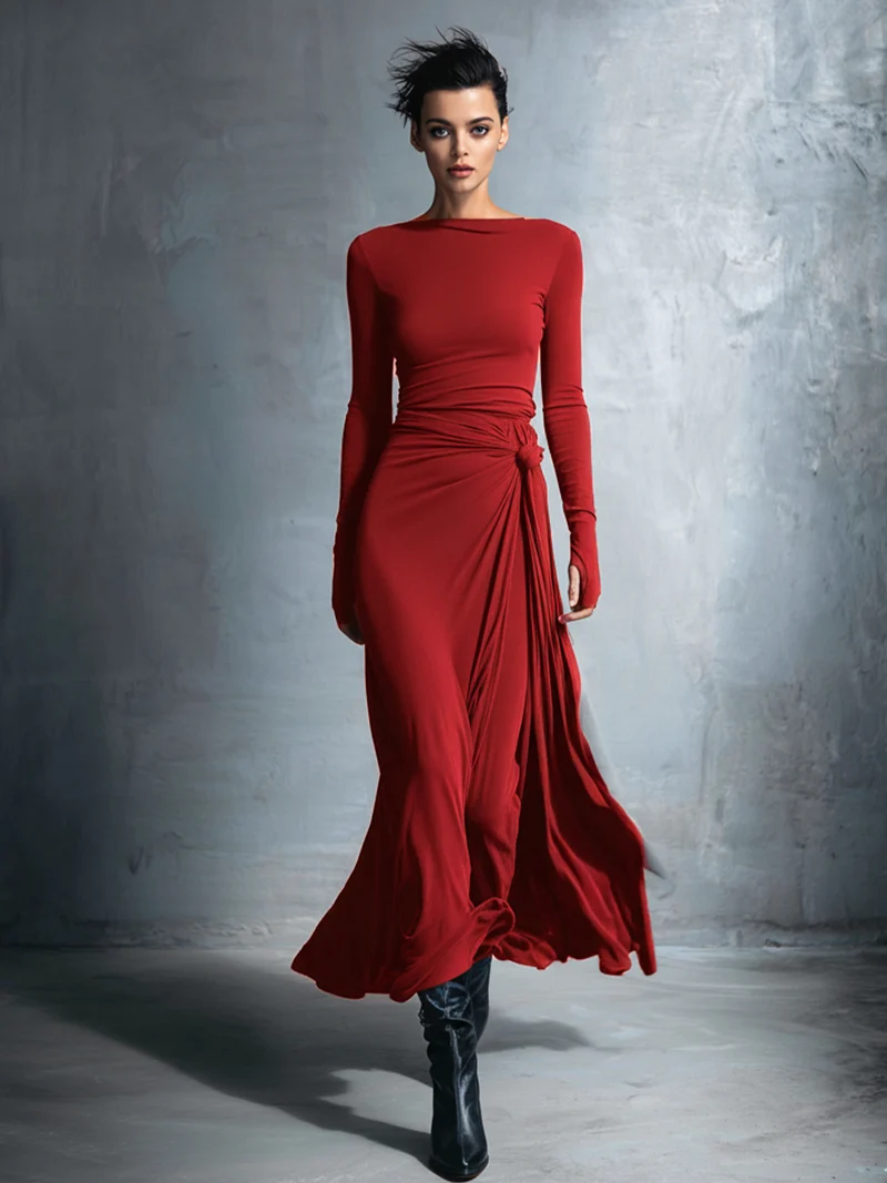 Theresa | Damen Wickel Maxikleid für Herbst Hochzeitsgäste