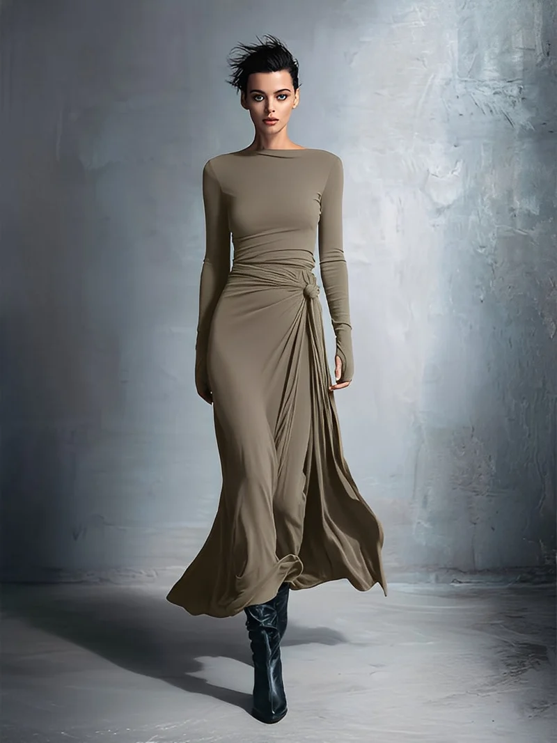 Theresa | Damen Wickel Maxikleid für Herbst Hochzeitsgäste
