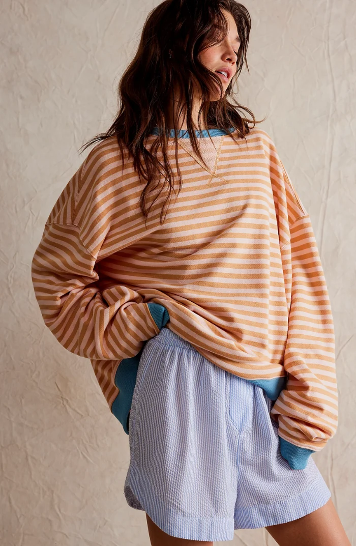 Isabella | Damen Lockerer Streifenpullover für den Frühling