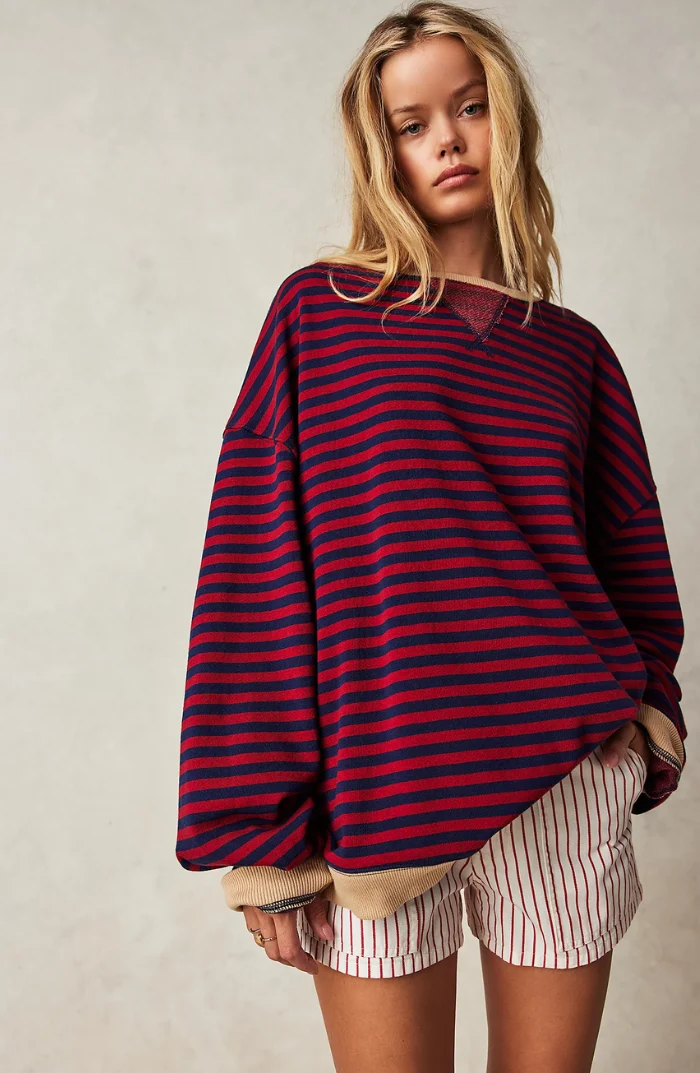 Isabella | Damen Lockerer Streifenpullover für den Frühling
