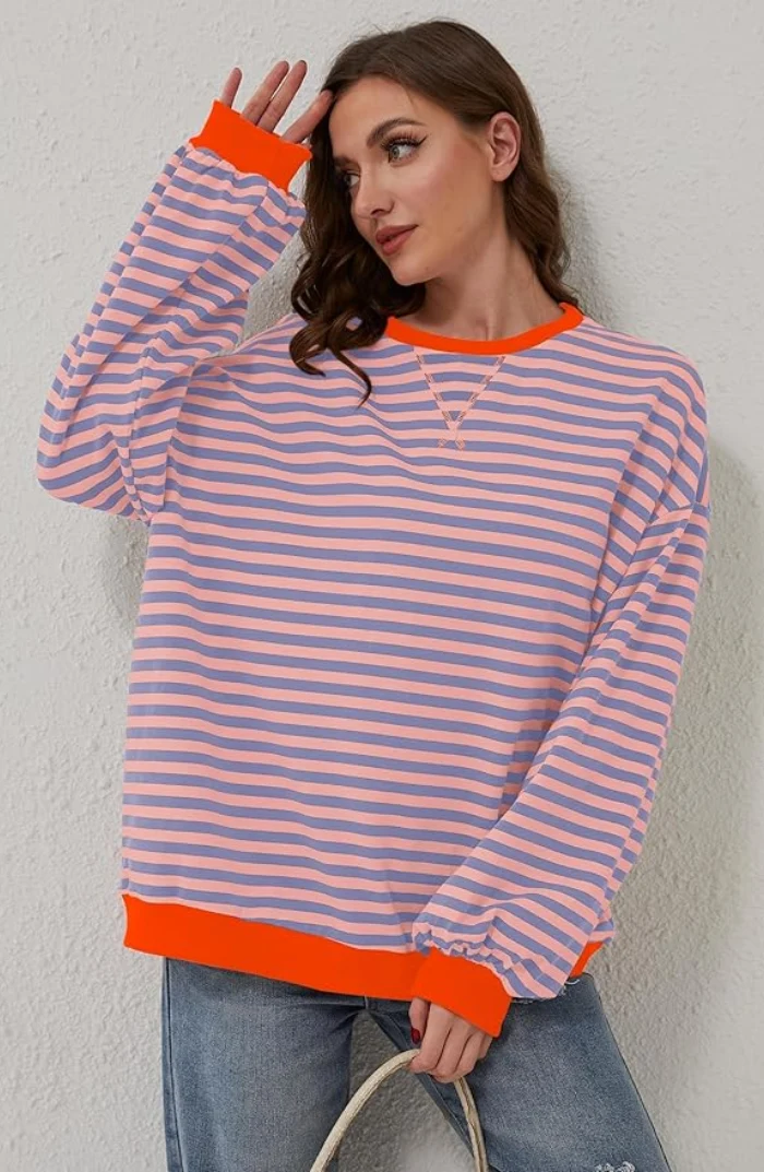 Isabella | Damen Lockerer Streifenpullover für den Frühling
