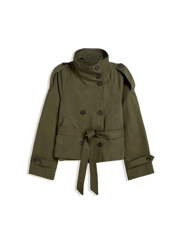 Elisa | Damen Eleganter Zweireihiger Trenchcoat mit Bindegürtel