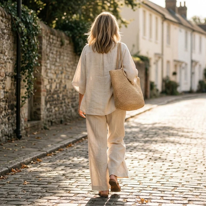 Sophia | Damen Leinen-Set mit Kimonoärmeln für den Sommer