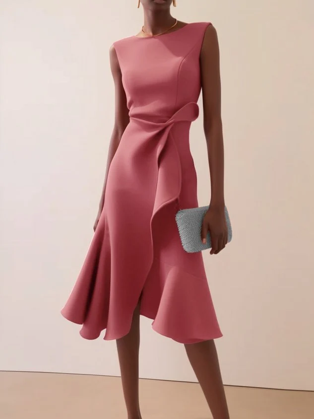 Katharina | Damen Elegantes Abendkleid Midi mit Drapierung