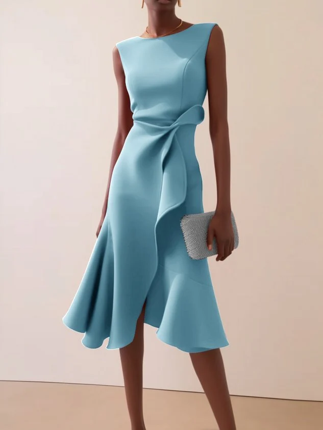 Katharina | Damen Elegantes Abendkleid Midi mit Drapierung