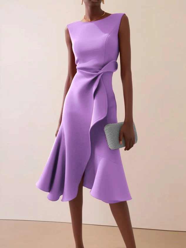 Katharina | Damen Elegantes Abendkleid Midi mit Drapierung