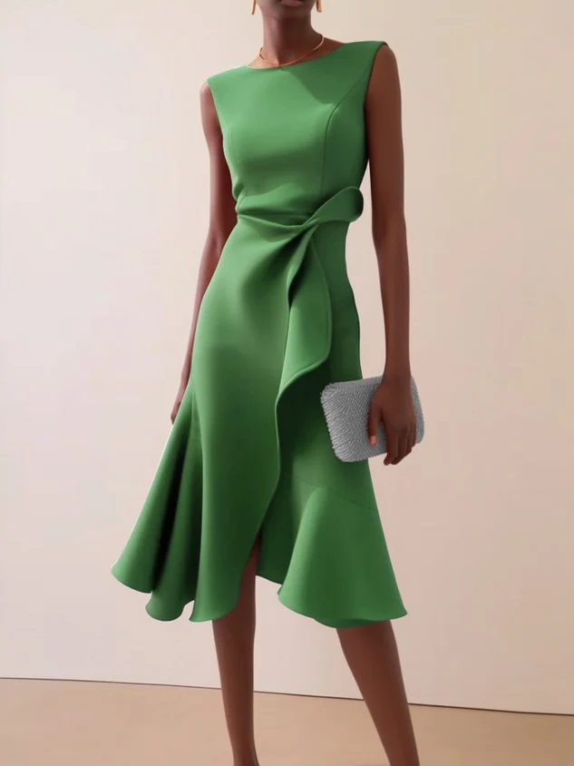 Katharina | Damen Elegantes Abendkleid Midi mit Drapierung