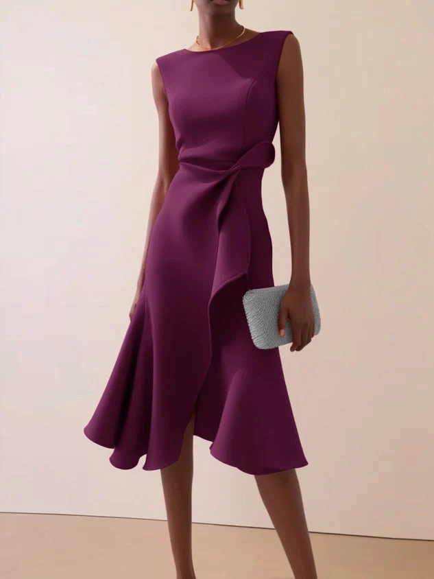 Katharina | Damen Elegantes Abendkleid Midi mit Drapierung