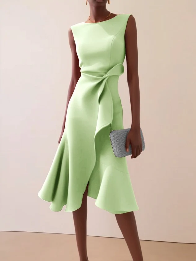 Katharina | Damen Elegantes Abendkleid Midi mit Drapierung