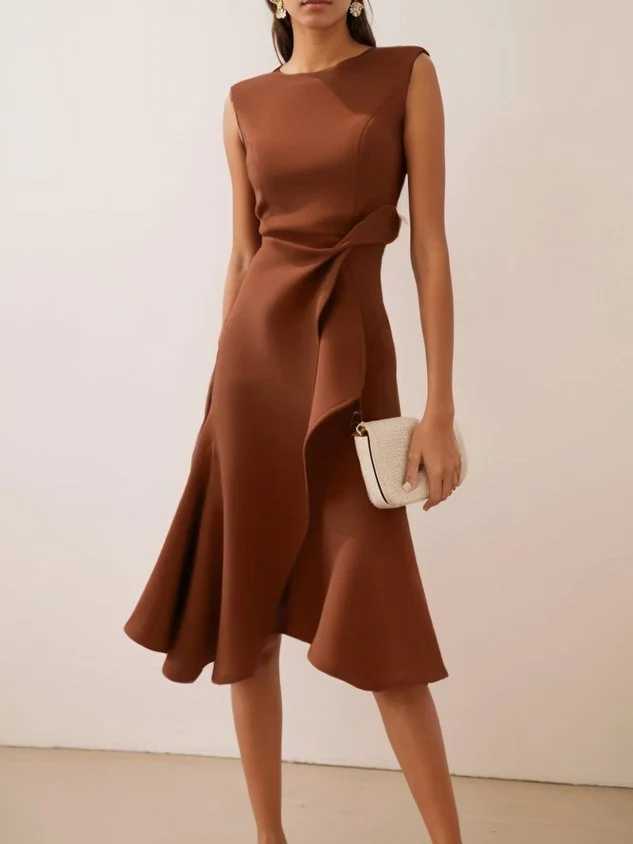Katharina | Damen Elegantes Abendkleid Midi mit Drapierung