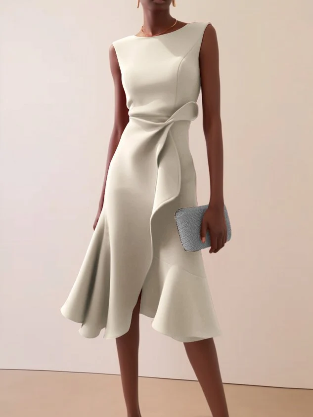 Katharina | Damen Elegantes Abendkleid Midi mit Drapierung