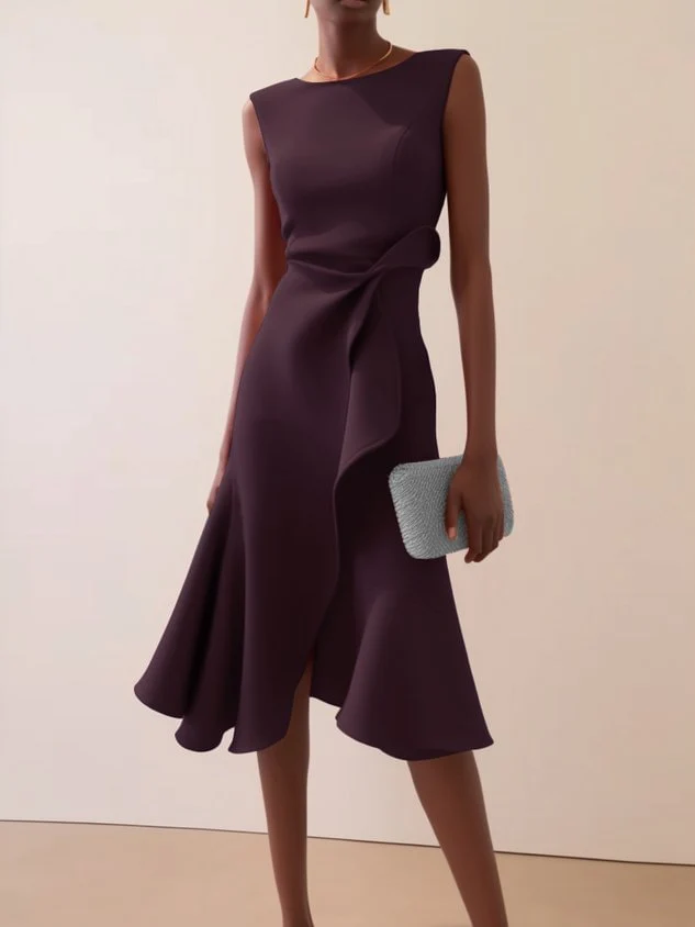 Katharina | Damen Elegantes Abendkleid Midi mit Drapierung