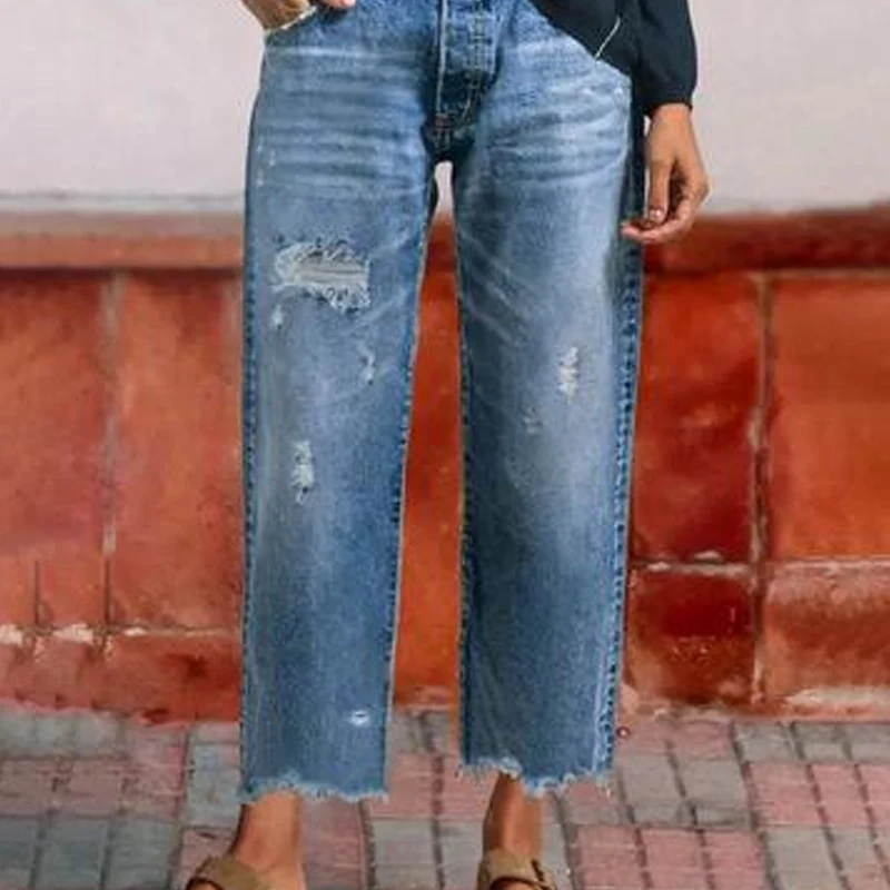 Ida | Klassische Damen kurze Jeans Straight-Cut